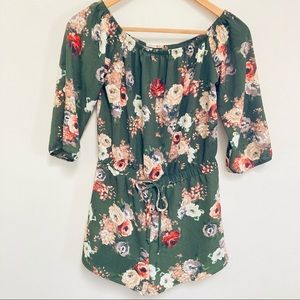 NWOT Beware! Floral Short Romper Sz L